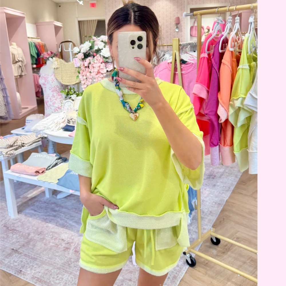 Lime Knit Top and Bottom Set